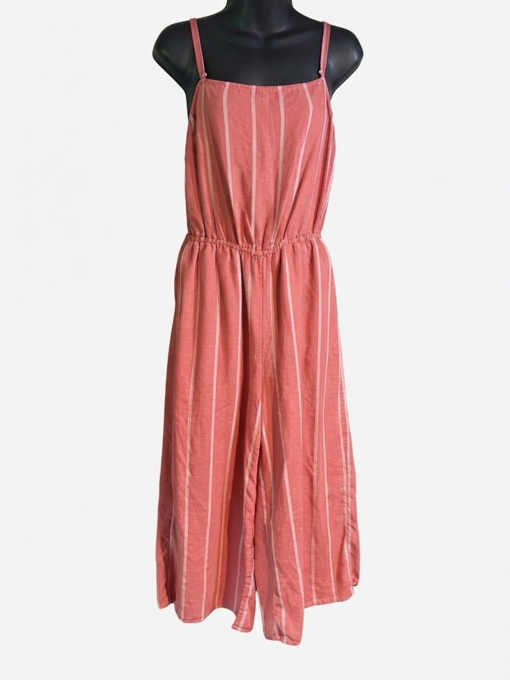 Gap Rust Stripe Lenin blend Wide-Leg Jumpsuit small
